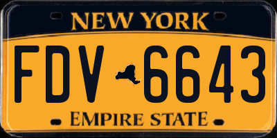 NY license plate FDV6643