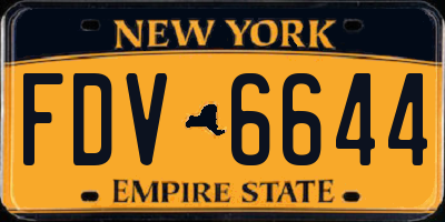 NY license plate FDV6644