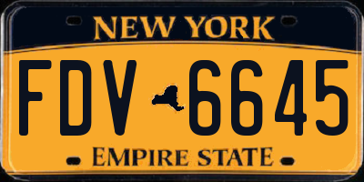 NY license plate FDV6645