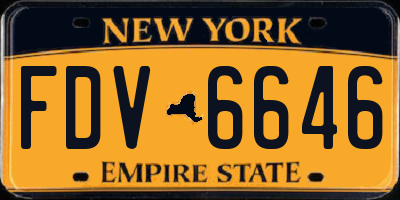 NY license plate FDV6646