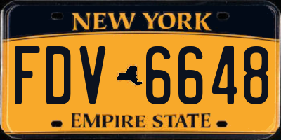 NY license plate FDV6648