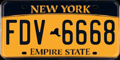 NY license plate FDV6668