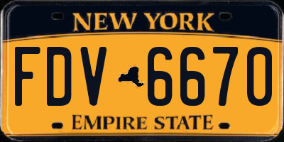 NY license plate FDV6670