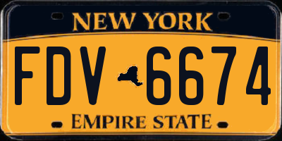 NY license plate FDV6674