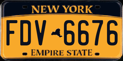 NY license plate FDV6676