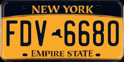 NY license plate FDV6680