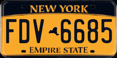 NY license plate FDV6685