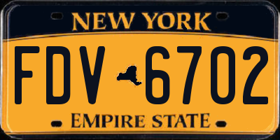 NY license plate FDV6702