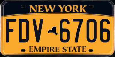 NY license plate FDV6706