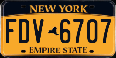 NY license plate FDV6707
