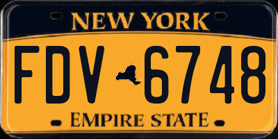 NY license plate FDV6748