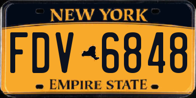 NY license plate FDV6848