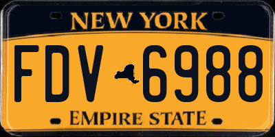 NY license plate FDV6988