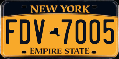 NY license plate FDV7005
