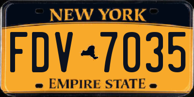 NY license plate FDV7035