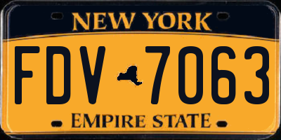 NY license plate FDV7063
