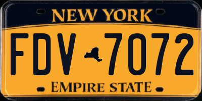 NY license plate FDV7072