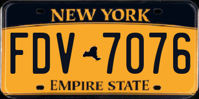 NY license plate FDV7076