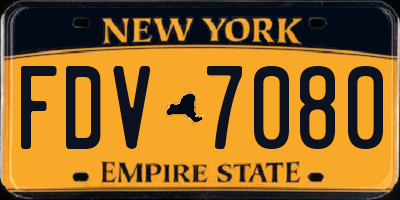 NY license plate FDV7080