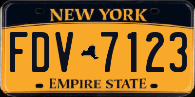 NY license plate FDV7123