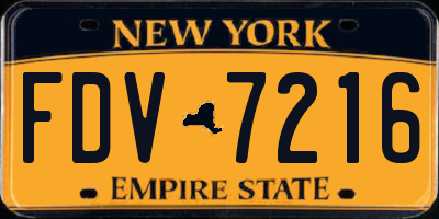 NY license plate FDV7216