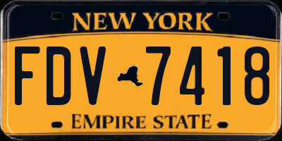 NY license plate FDV7418