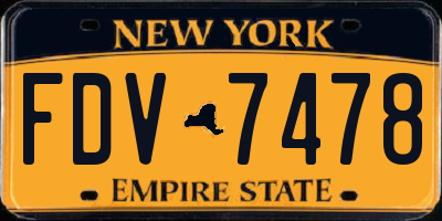 NY license plate FDV7478