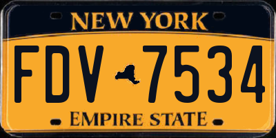 NY license plate FDV7534