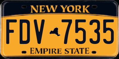 NY license plate FDV7535
