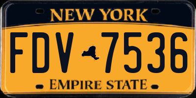 NY license plate FDV7536