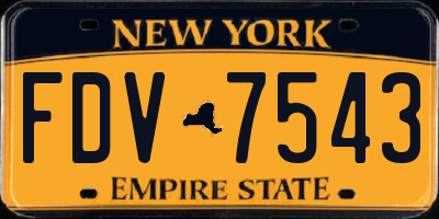 NY license plate FDV7543