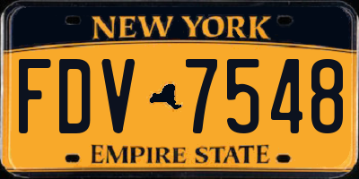 NY license plate FDV7548