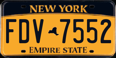 NY license plate FDV7552