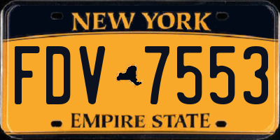 NY license plate FDV7553