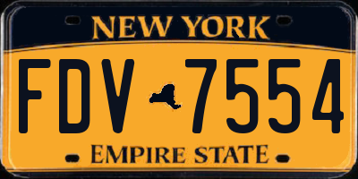 NY license plate FDV7554