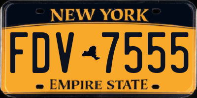 NY license plate FDV7555