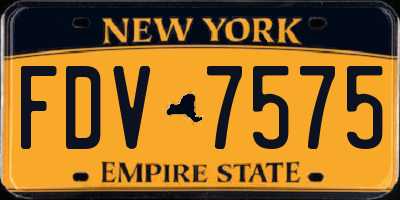 NY license plate FDV7575