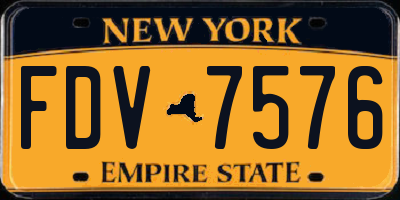 NY license plate FDV7576
