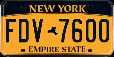 NY license plate FDV7600