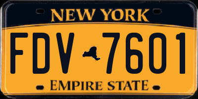 NY license plate FDV7601