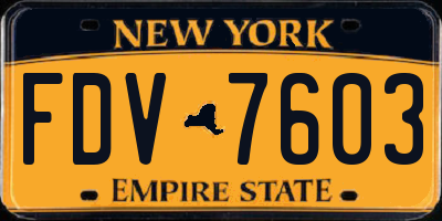 NY license plate FDV7603