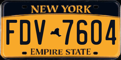 NY license plate FDV7604