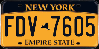 NY license plate FDV7605