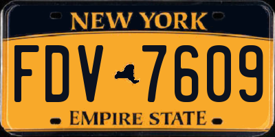 NY license plate FDV7609