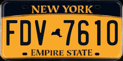 NY license plate FDV7610
