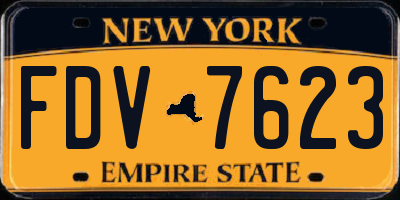 NY license plate FDV7623