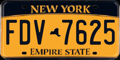 NY license plate FDV7625