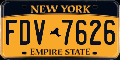 NY license plate FDV7626