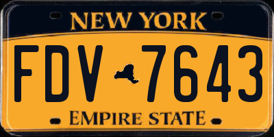 NY license plate FDV7643