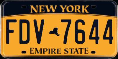 NY license plate FDV7644